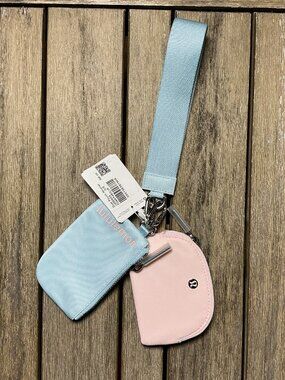 Lululemon Dual Pouch Wristlet - Foam Cloud/Pink Pearl/Silver